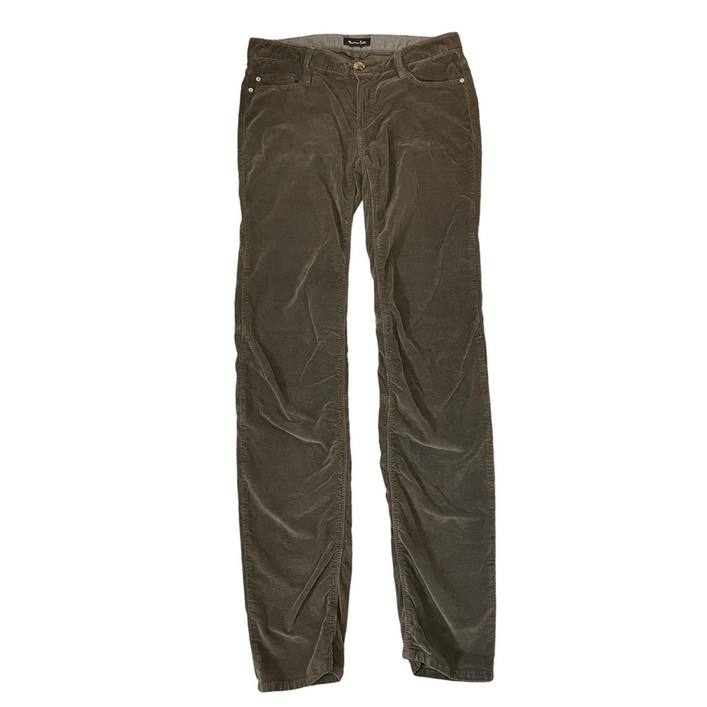 ❤️❤️Massimo Dutti Velvet Women's Pants Size 26 Green Gray Skinny Low Rise